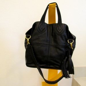 Isabella Fiore Black Leather, Italian, Bag/Tote.
